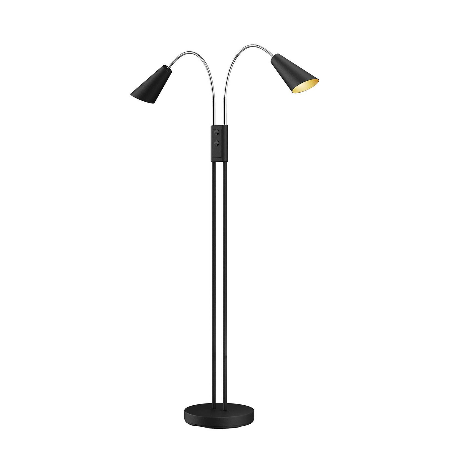 Lampadaire Lucande Medira, 2 lumières, GU10, métal, noir