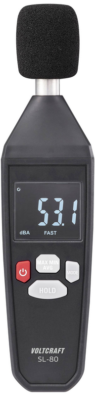 Sonomètre Voltcraft SL 80, 30-130 dB, débitmètre, produit d'occasion.