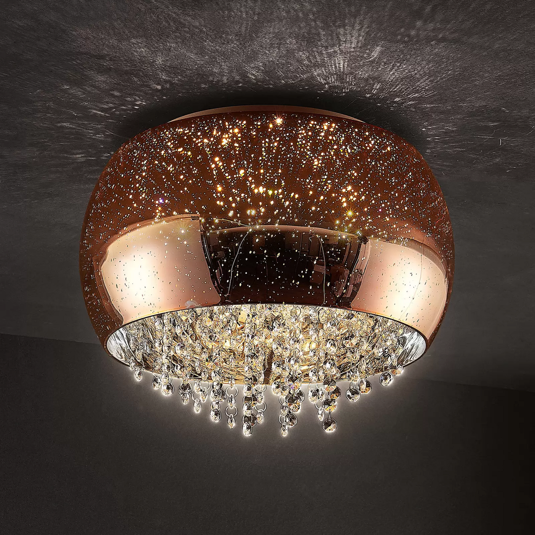 Lucande Elinara Kristall-Deckenlampe Deckenleuchte Leuchte Lampe LED 40cm kupfer