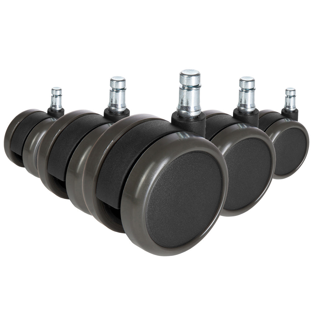 hjh OFFICE Rollen Doppelrollen Stuhlrollen Hartböden 10mm 65mm Schwarz 5er100 - 4260354052261