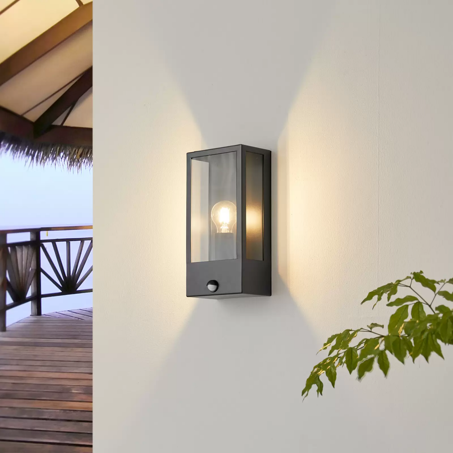 B-Ware Lindby Ilana Außenwandleuchte Mit Sensor Schwarz Wandleuchte Wandlampe Lampe