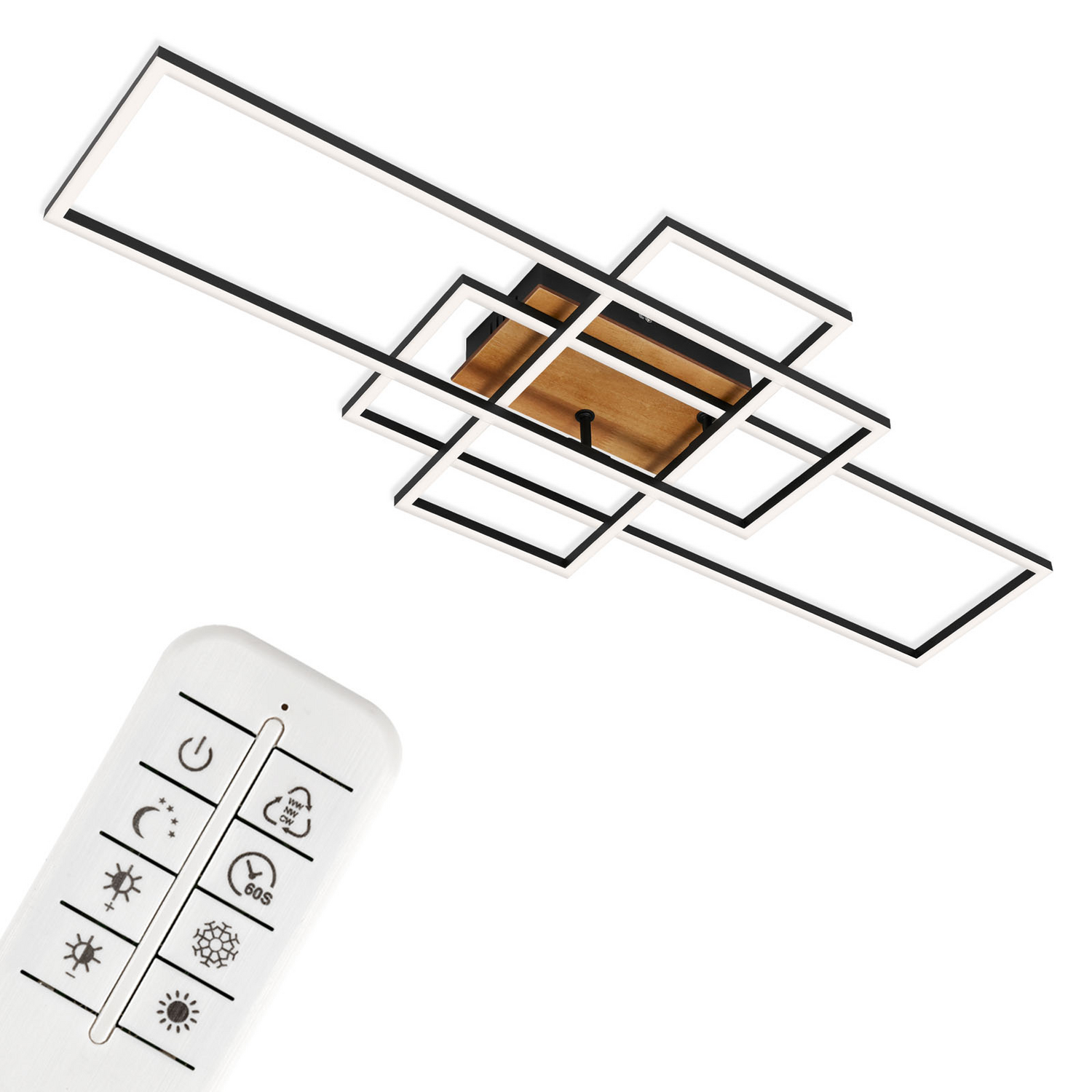B-Ware Brilo Deckenlampe Frame Deckenlampe Leuchte Lampe Fernbedienung Schwarz Holz408