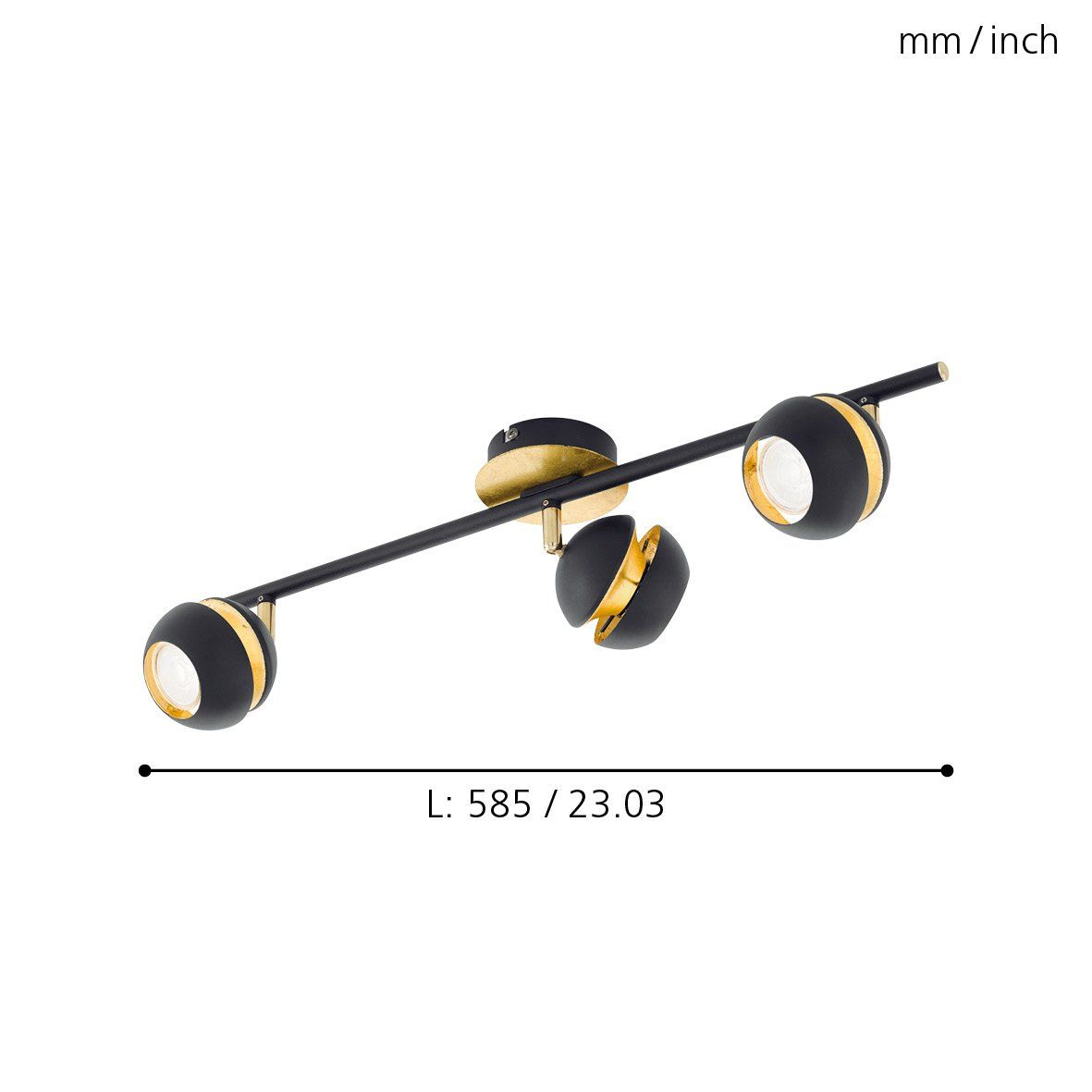 B-Ware Eglo Led Deckenlampe Nocito Deckenlampe Lampe Licht 3 Flammig Gu10 Schwarz Gold