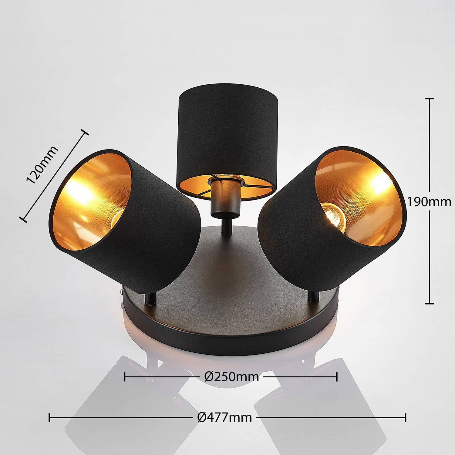 B-Ware Lindby Stoff Deckenlampe Vasilia In Schwarz Gold 3 Flg Deckenlampe Deckenlicht