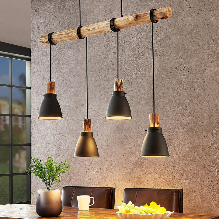 Lindby Trebale Pendelleuchte Hängeleuchte Hängelampe Lampe 4 flammig Eukalyptus