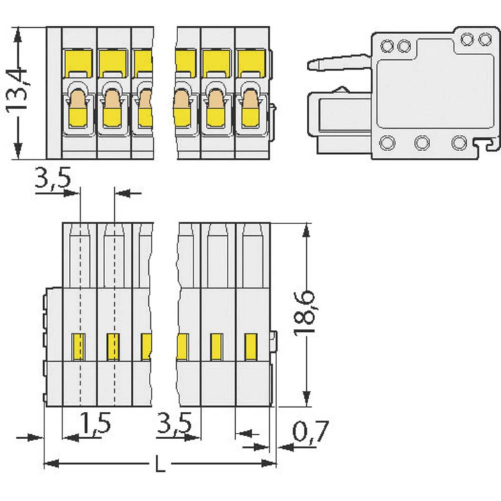 WAGO Buchsengehäuse-Kabel 733 Federklemme Buchsenkabel Gehäusekabel 20 STÜCK