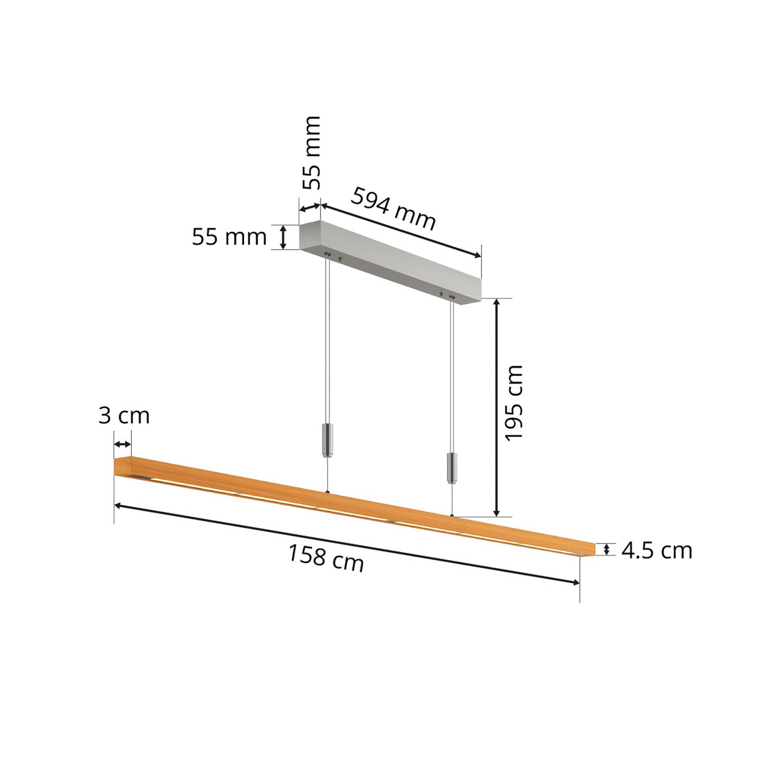 Rothfels Eichenholz Led Balkenpendelleuchte Deckenlampe Deckenleuchte Nora 15643 B-Ware