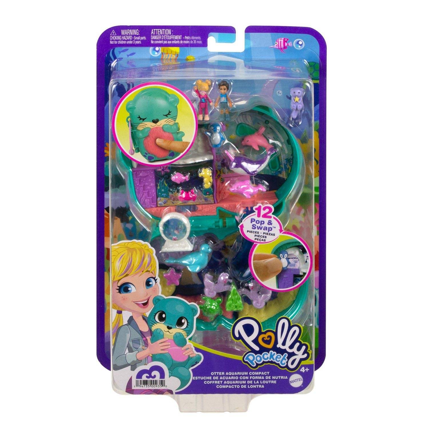 B-Ware Mattel Polly Pocket World Otter Aquarium Kinderspielzeug Aquarium 20 STÜCK