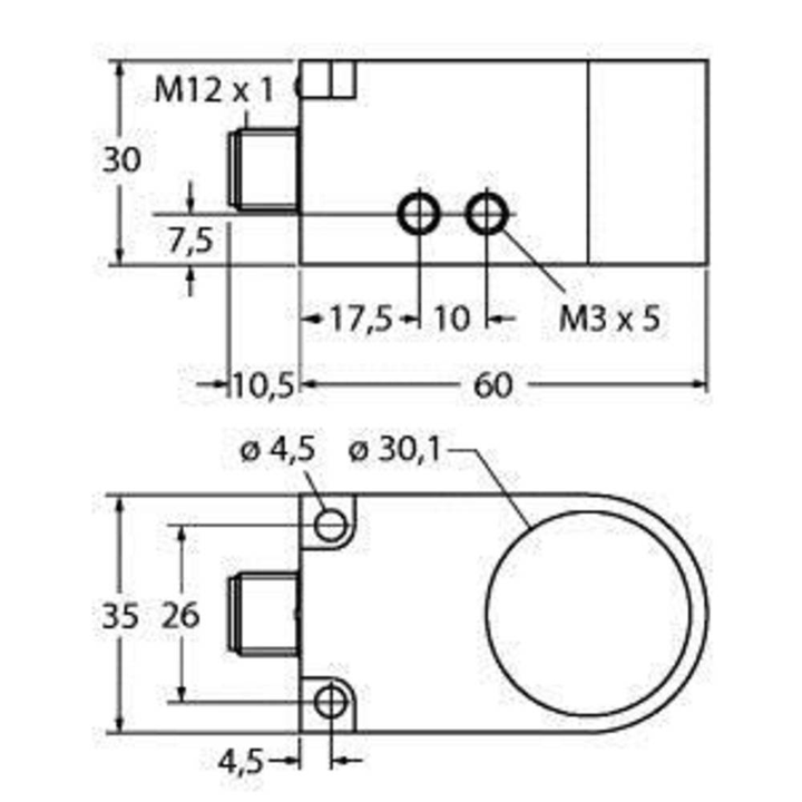 Turck Induktiver Sensor PNP Schließer BI30R-W30-DAP6X-H1141 Gerät Zubehör