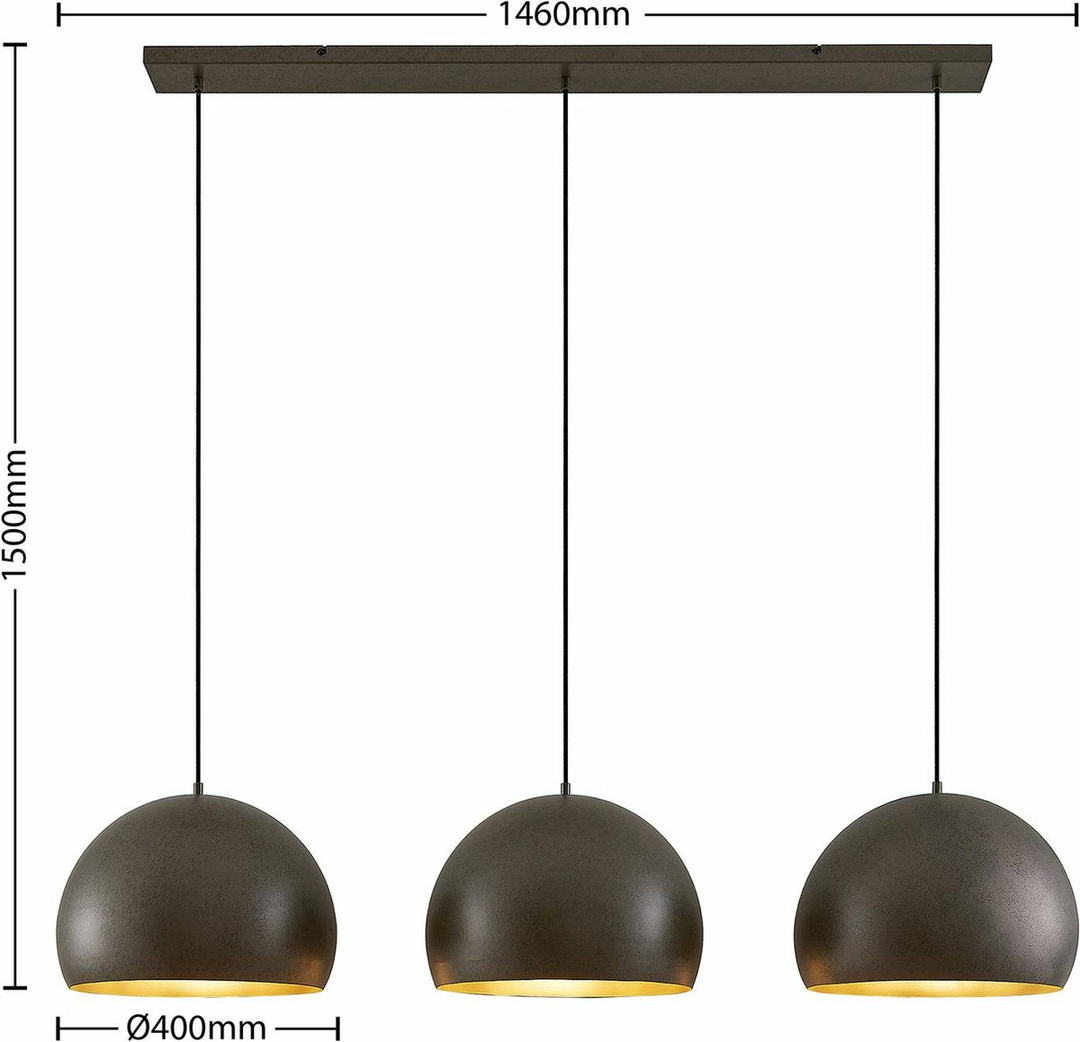 Lindby Tarjei Pendelleuchte Hängelampe Deckenleuchte Leuchte 146cm dunkelgrau