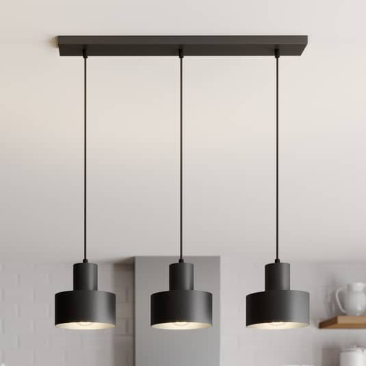 Euluna Hängeleuchte Rif Deckenlampe Lampe Leuchte linear dreiflammig E27 schwarz