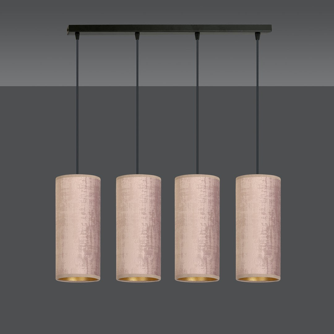 Emibig Lighting Pendellampe Joni Hängeleuchte Leuchte Textil 4fl Lang Rosé Gold B-Ware - 5901738920910