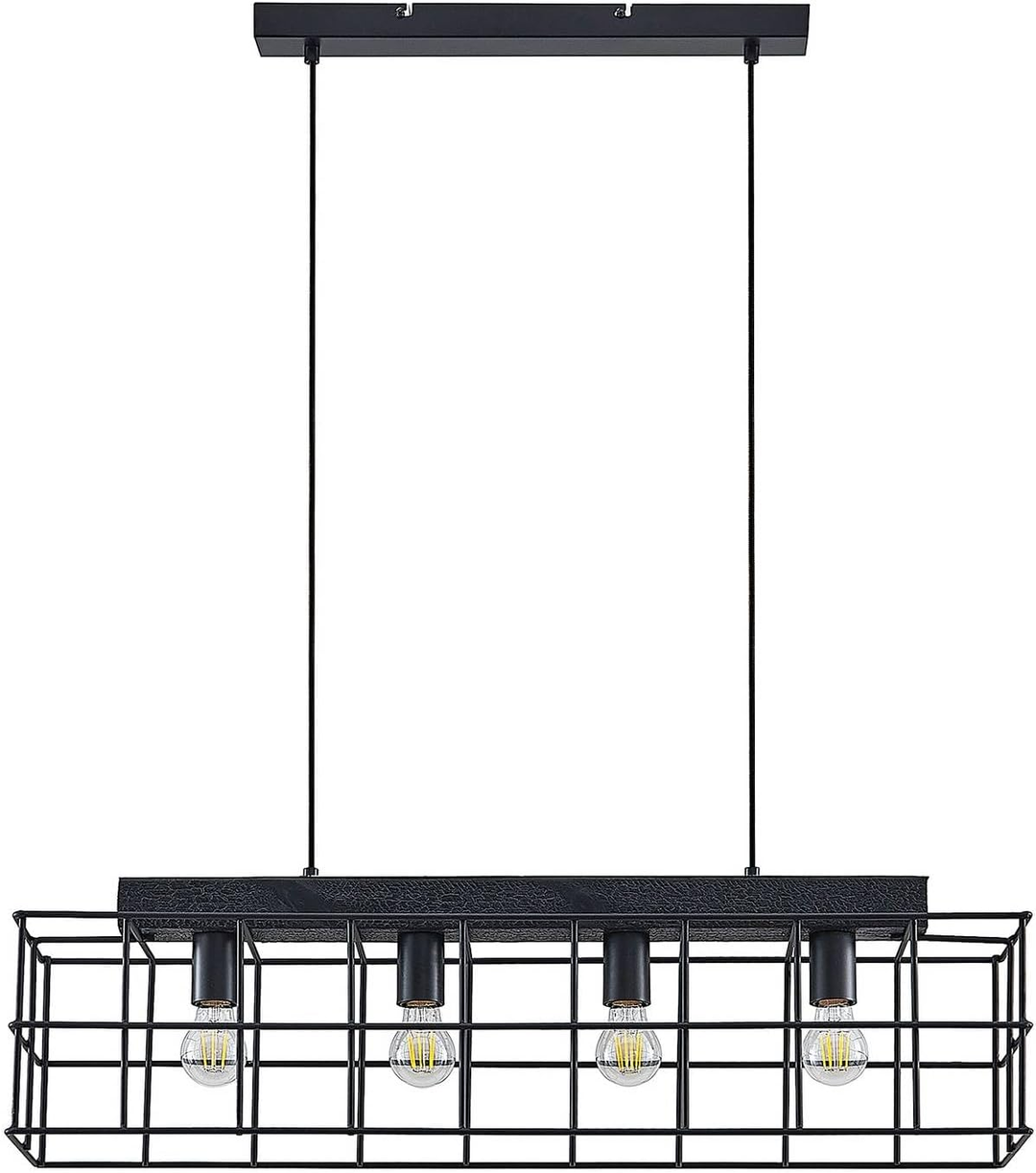 Lindby Mireille Käfig-Pendellampe mit Holz 4-flämmig Pendelleuchte Leuchte La326