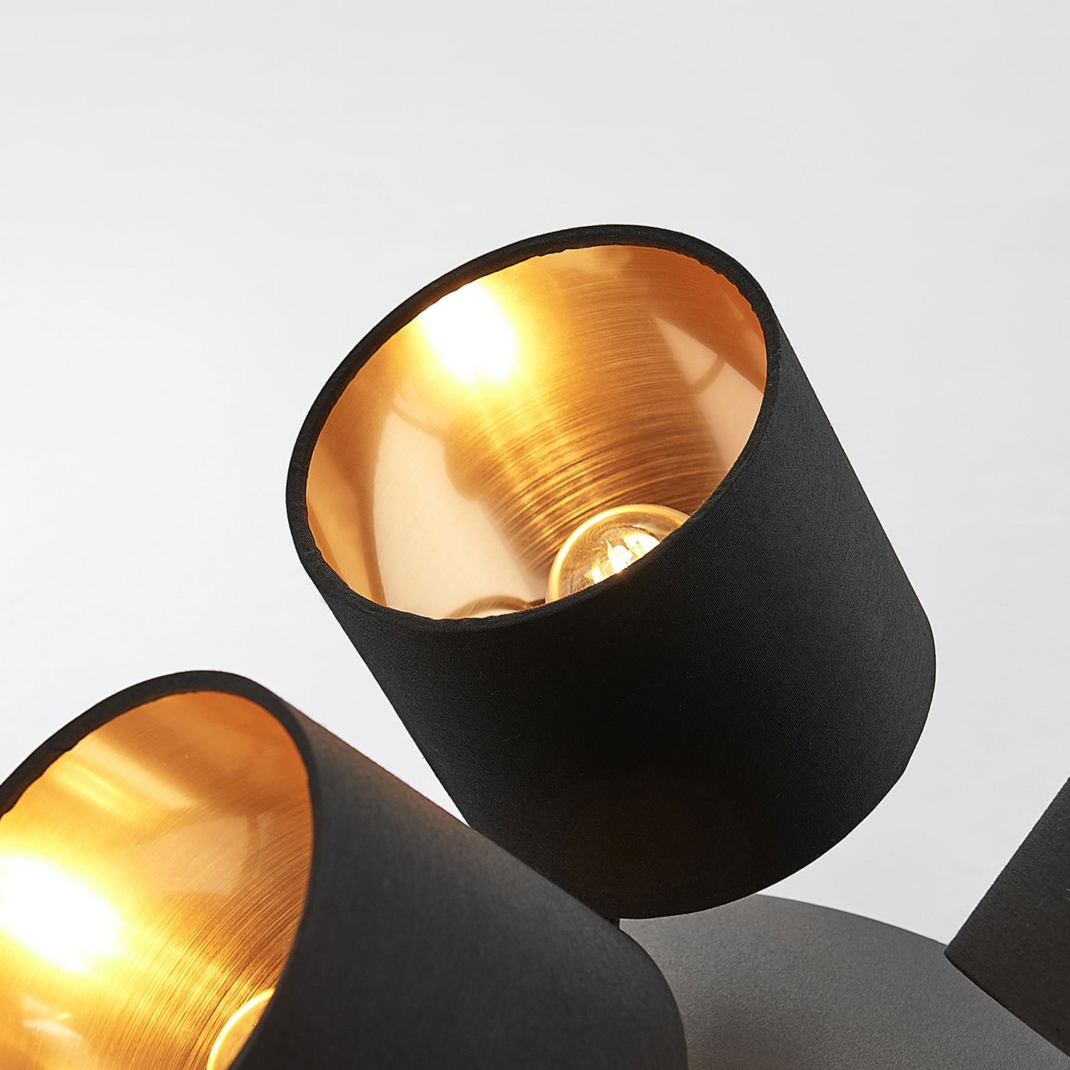 B-Ware Lindby Stoff Deckenlampe Vasilia In Schwarz Gold 3 Flg Deckenlampe Deckenlicht