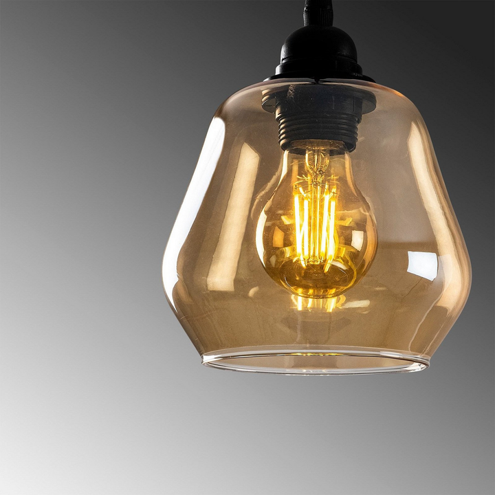 Hängeleuchte Gold 032 gold-transparent Glas 3-flammig lang Deckenlampe Lampe