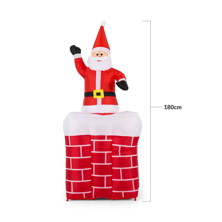 oneConcept Weihnachtsdeko Figur Santa für Kamin Schornstein mit LED Beleuchtung