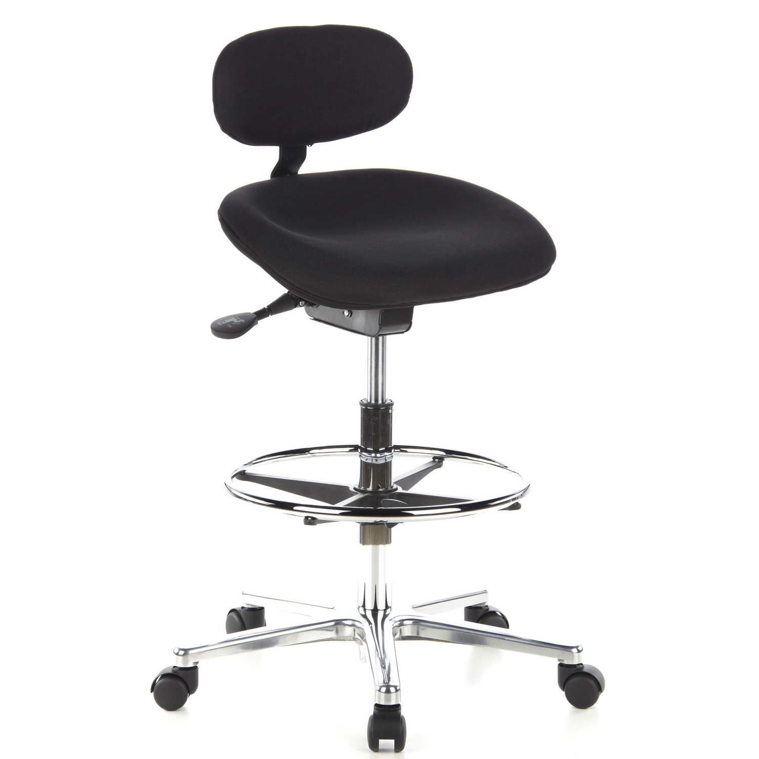 B-Ware Hjh Office Hocker Drehhocker Arbeitsstuhl Work Mf Stoff Schwarz Chrom Hocker