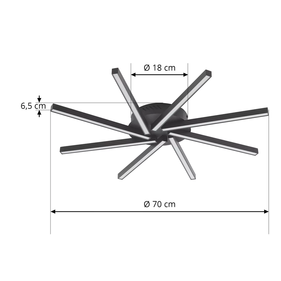 Lucande LED-Deckenleuchte Tjado Ø 70 cm schwarz Metall Deckenlampe Leuchte Spot