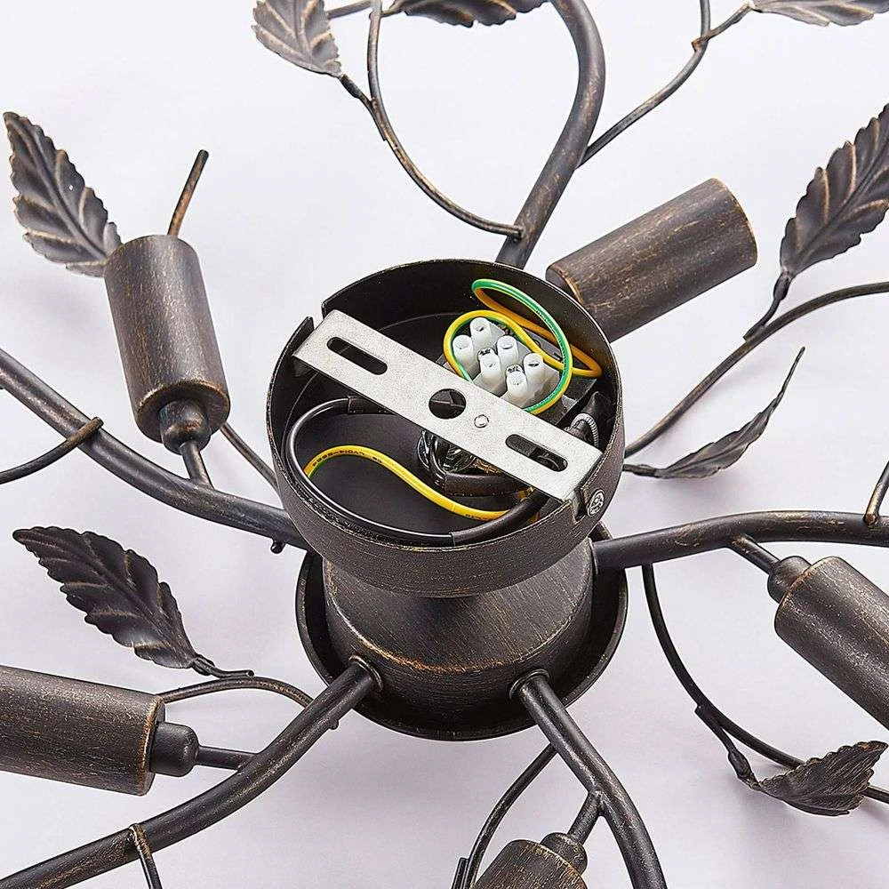 B-Ware Lindby Deckenlampe Hängeleuchte Lampe Leuchte Yos Blattoptik 5 Flmg E14 Schw592