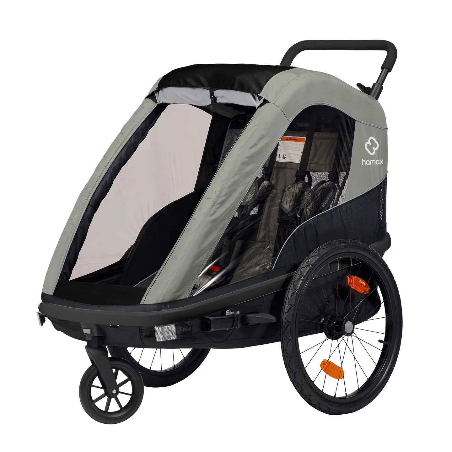 B-Ware Hamax Avenida Zweisitzer Fahrradanhänger Kinderwagen Olivgrün Schwarz Aluminium - 7029774000972