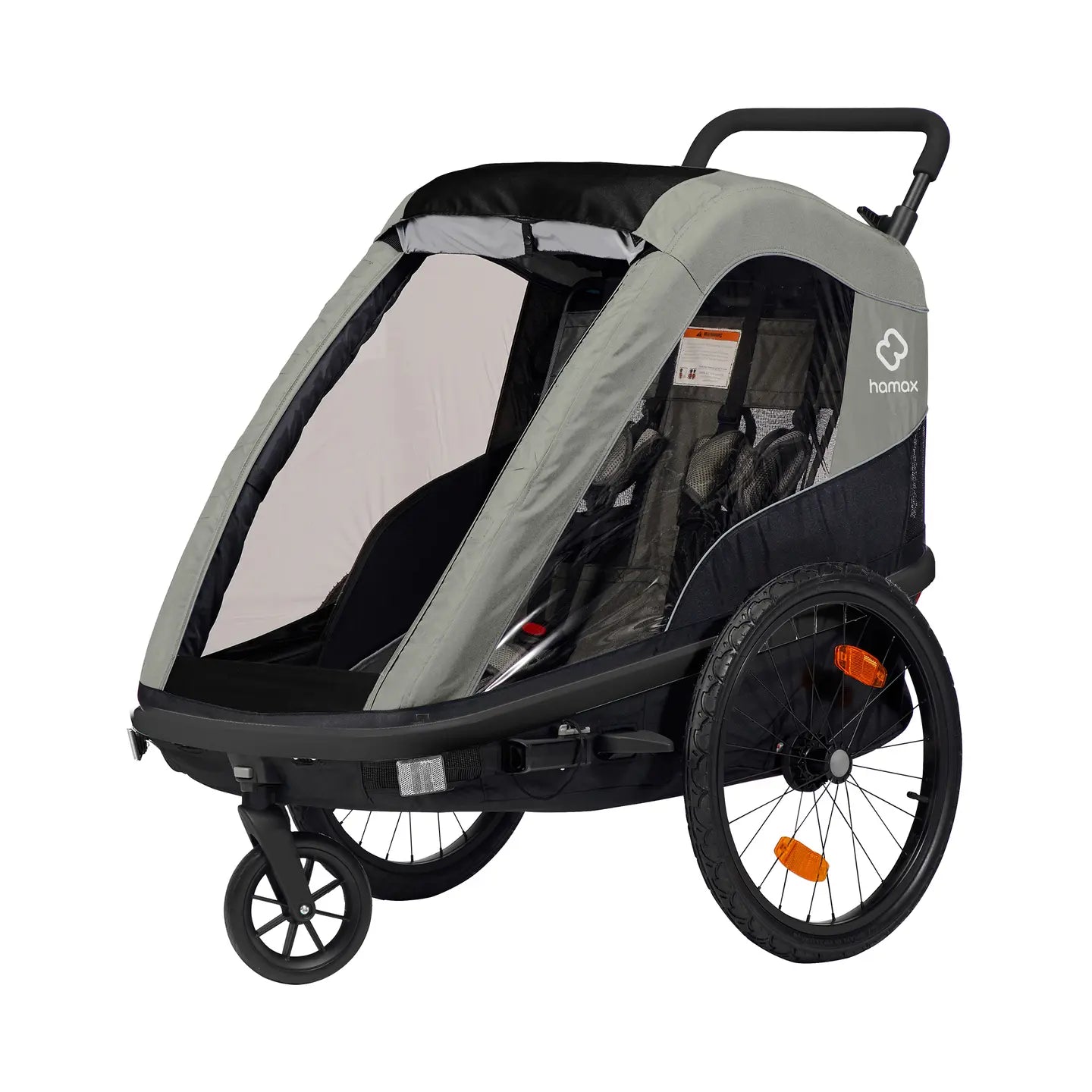 B-Ware Hamax Avenida Zweisitzer Fahrradanhänger Kinderwagen Olivgrün Schwarz Aluminium - 7029774000972