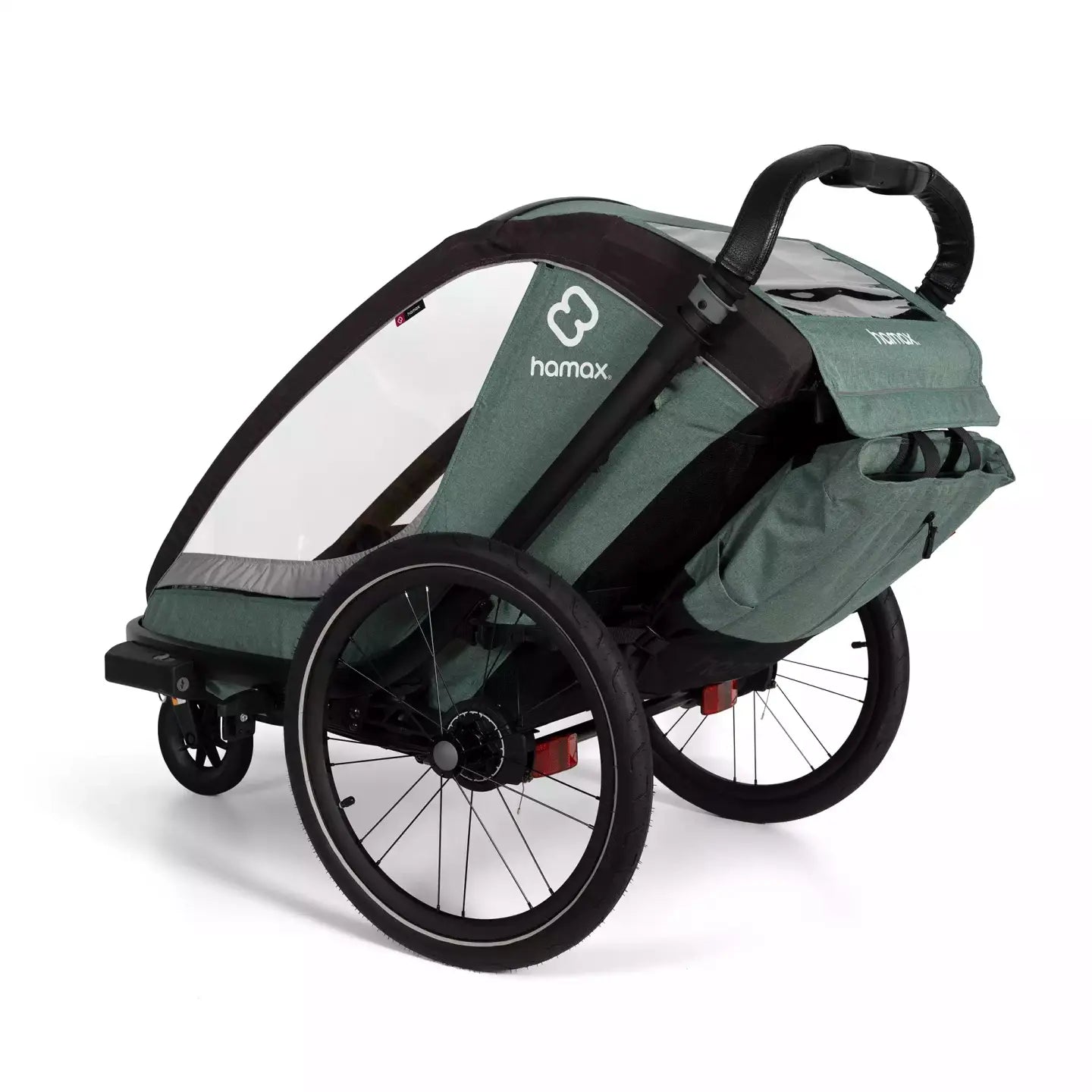 B-Ware Hamax Fahrradanhänger Einsitzer Kinderanhänger Green Black Regenverdeck Tasche - 7029774002327