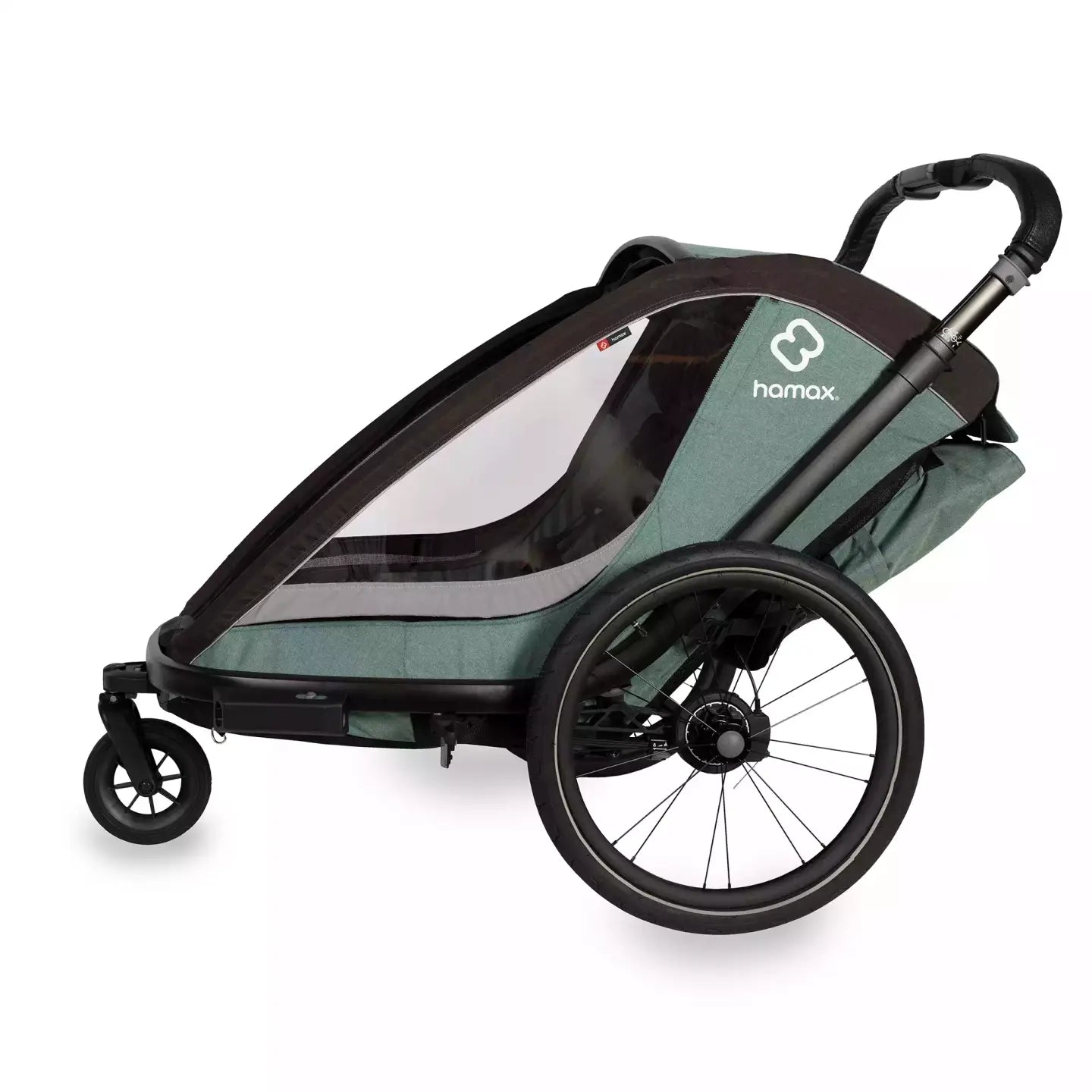 B-Ware Hamax Fahrradanhänger Einsitzer Kinderanhänger Green Black Regenverdeck Tasche - 7029774002327