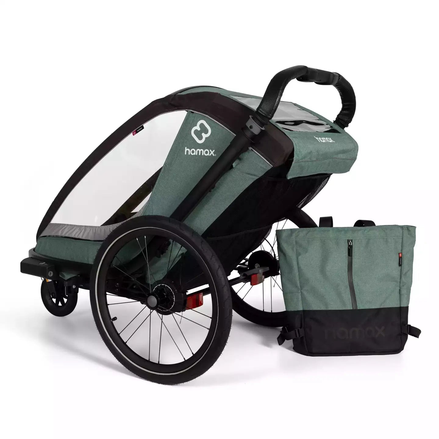 B-Ware Hamax Fahrradanhänger Einsitzer Kinderanhänger Green Black Regenverdeck Tasche - 7029774002327