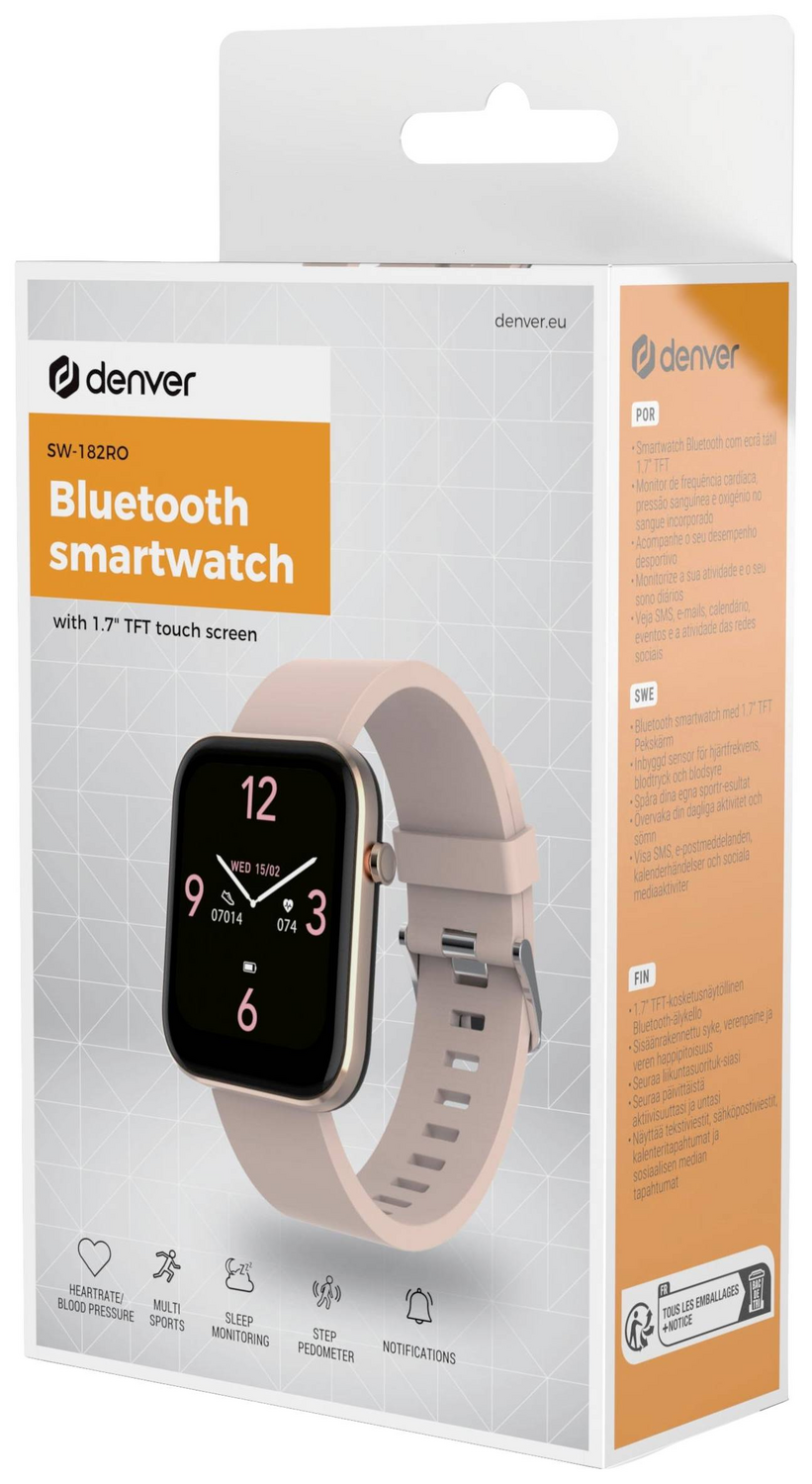 Montre connectée Denver SW-182 rose, montre de fitness, traqueur d'activité, montre de sport