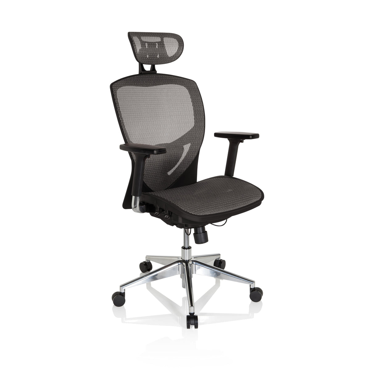 hjh OFFICE Bürostuhl Chefsessel Stuhl VENUS ONE Netzstoff silbergrau Armlehnen - 4260182534519