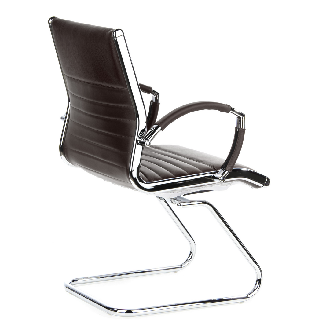 Hjh Office Parma V Konferenzstuhl Freischwinger Stuhl Leder Braun Chrom747 B-Ware - 4260182538548
