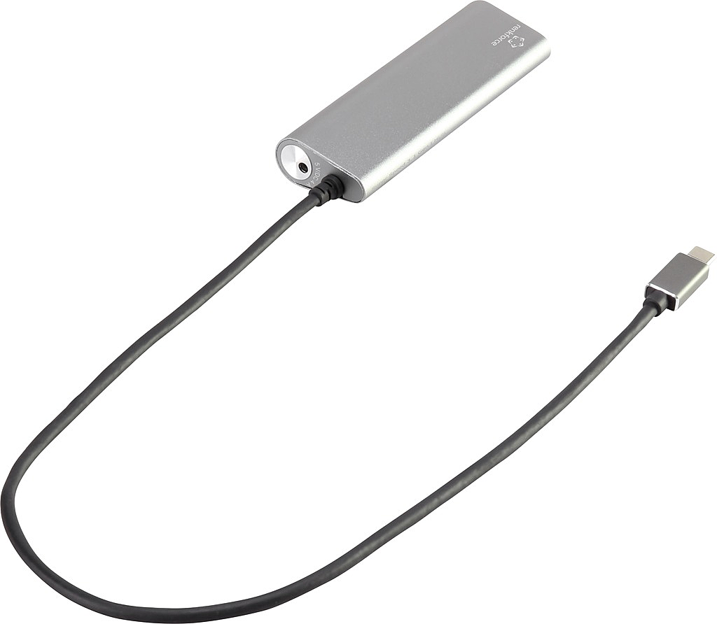 Hub USB 3.1 Renkforce 3+2 ports avec lecteur de carte SD intégré, boîtier en aluminium