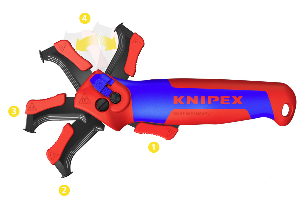 Knipex Abmantelungsmesser mit Gleitschuh und Ratschenfunktion Rundkabel 7 mm - 4003773089902