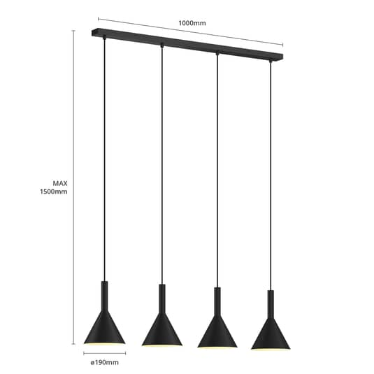 Arcchio Tadej Pendelleuchte Hängeleuchte Lampe Leuchte 4-flammig schwarz weiß