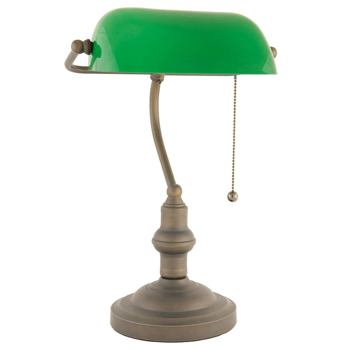 Clayre&Eef Bankerlampe Tischlampe Tischleuchte Büroleuchte E27 Antikbraun Grün - 8717459237094