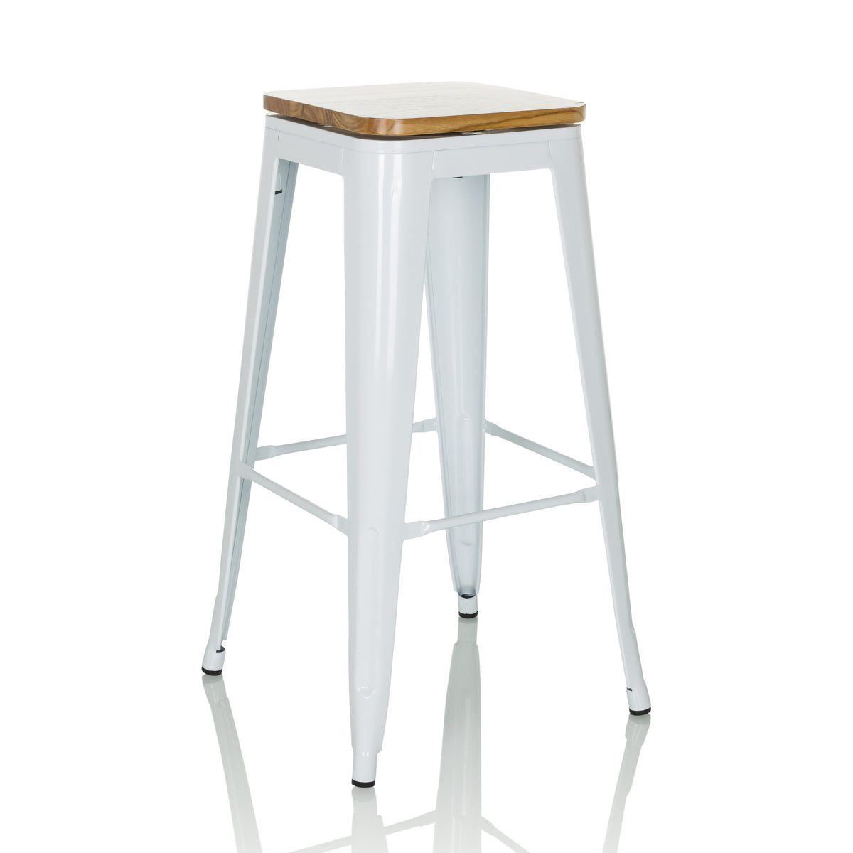 hjh OFFICE VANTAGGIO HIGH WS metallic weiß Sitz Echtholz drehbar Barhocker - 4064323037637