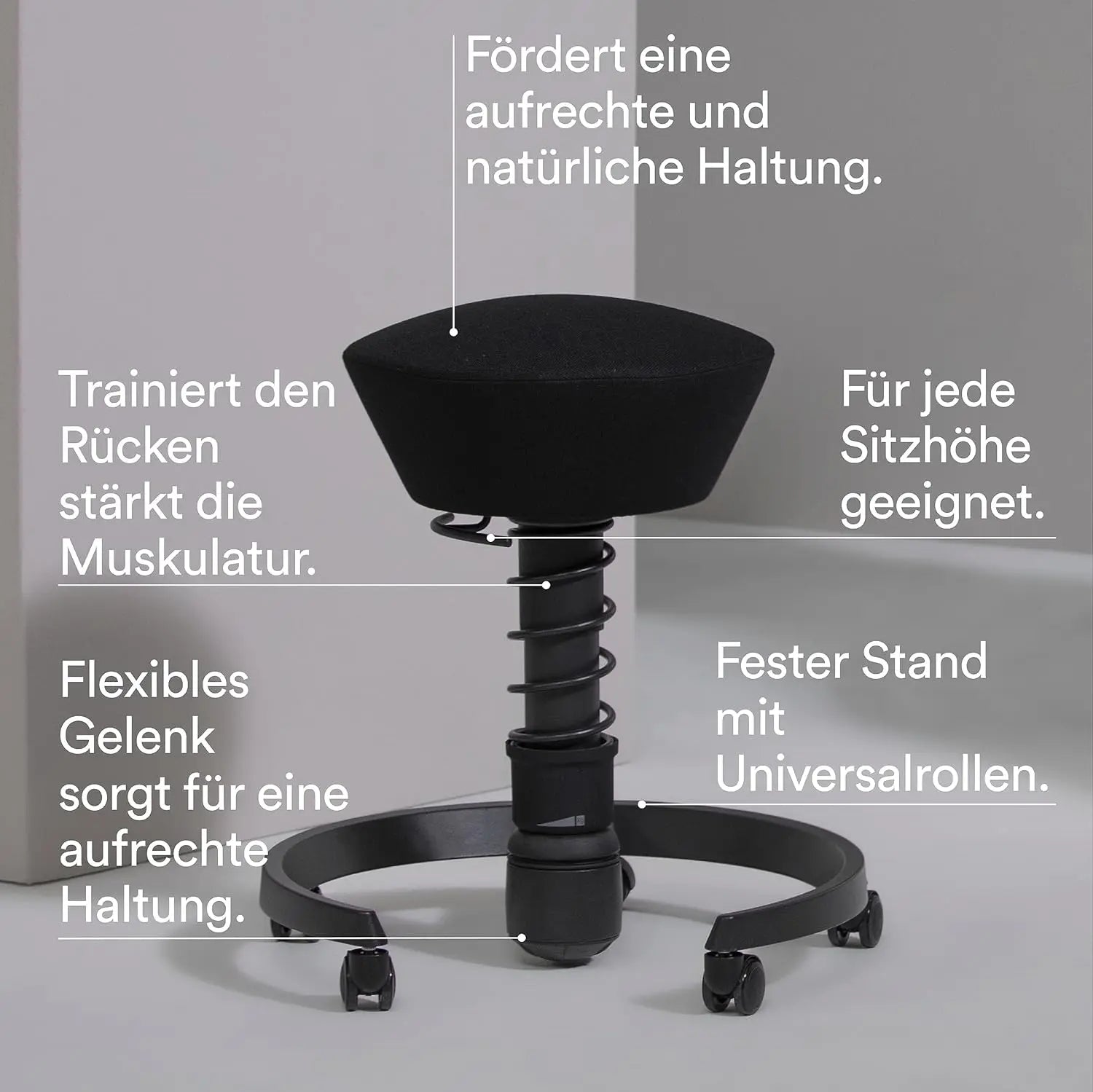 B-Ware Aeris Swopper Hocker Sitzhocker Bürostuhl Höhenverstellbar Ergonomie Hocker Grau - 710651