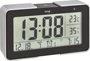 B-Ware Tfa Dostmann 60.2540.01 Funk Wecker Funkwecker Uhr 25 Wecktöne Schwarz Silber
