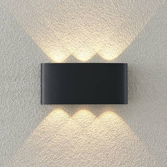 Wandleuchte Wandlampe LED ELC Emirana LED-Außenwandleuchte Wandlicht Alu Glas
