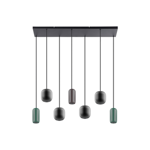 B-Ware Lucande Hängelampe Narion Linear Schwarz Braun Grün 7 Flg Deckenlampe Lampe