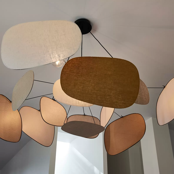 MARKET SET Screen 70's Hängelampe Hängeleuchte Deckenlampe E27 Leinen 4-flammig