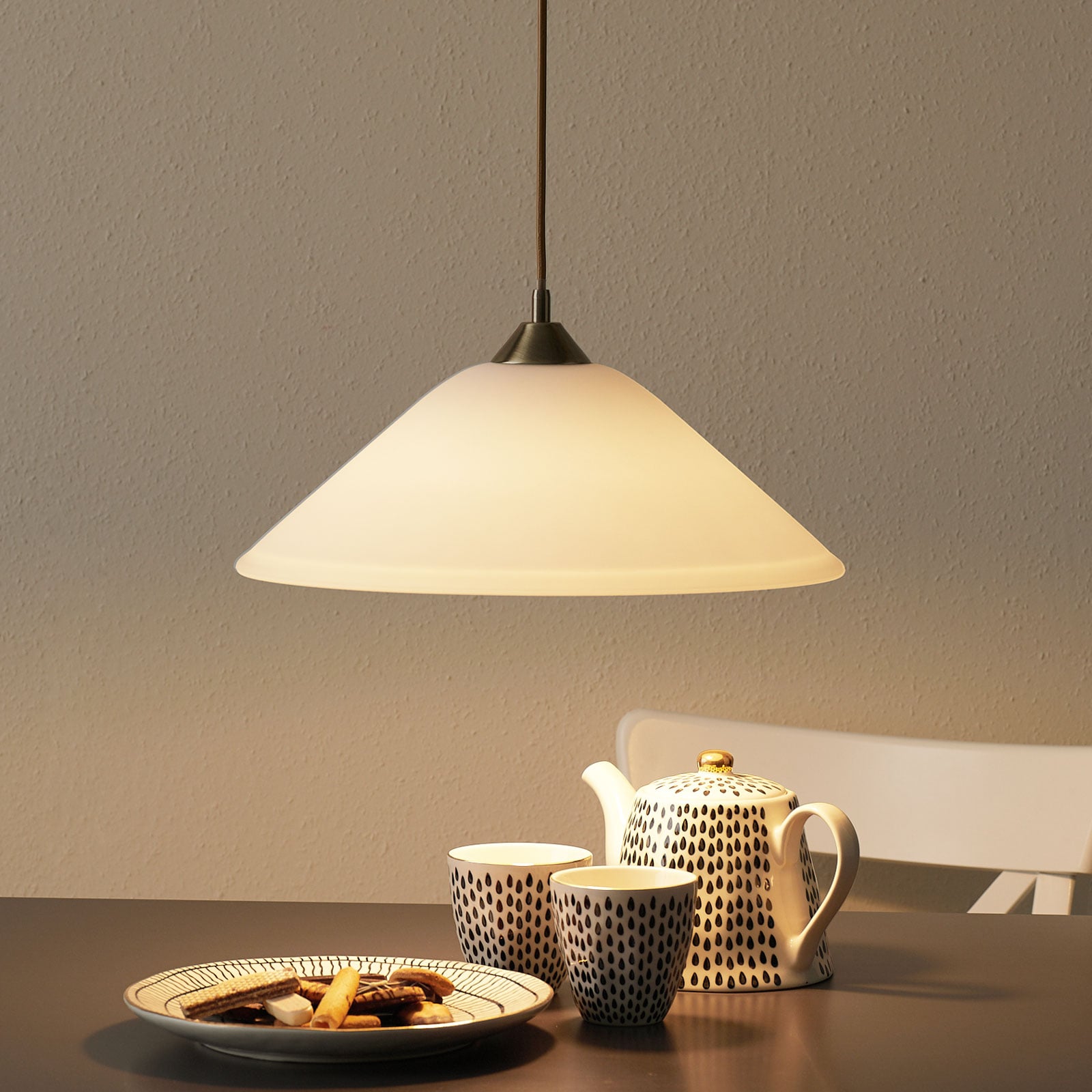 Orion Hängeleuchte LOISA Pendelleuchte dimmbar altmessing weiß 1x60W E27 40cm - 9003090219544