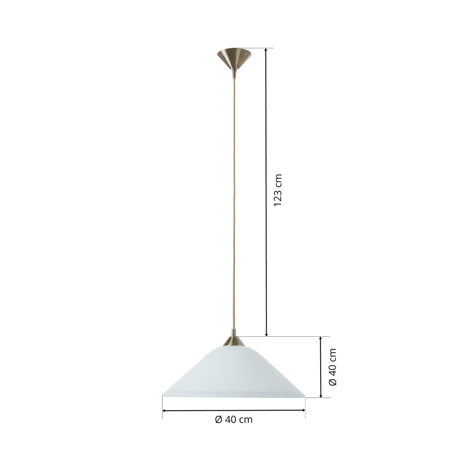 Orion Hängeleuchte LOISA Pendelleuchte dimmbar altmessing weiß 1x60W E27 40cm - 9003090219544