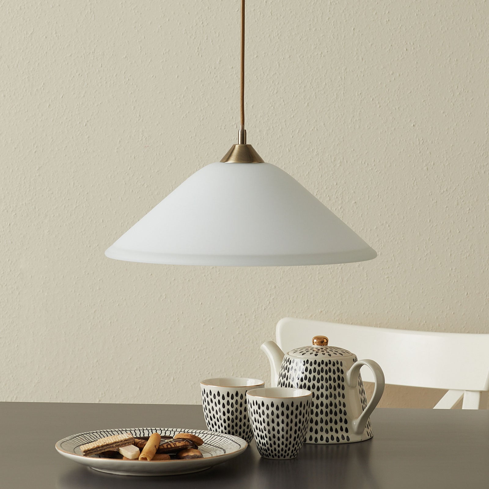 Orion Hängeleuchte LOISA Pendelleuchte dimmbar altmessing weiß 1x60W E27 40cm - 9003090219544