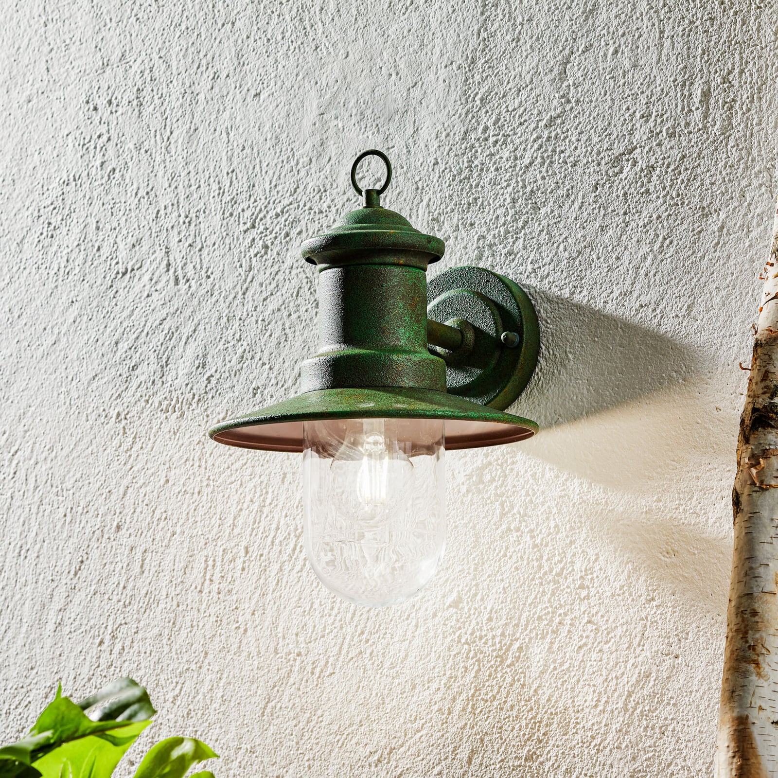 Außenwandleuchte Leonie vintage-grün Gartenleuchte IP44 dimmbar Stahl Glas 32cm - 9003090262588