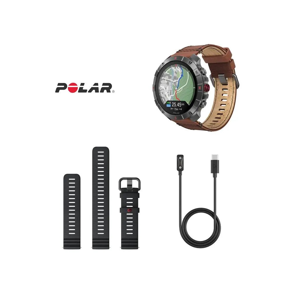 B-Ware Polar Smartwatch Grit X2 Pro Titan Lederarmband Silikonarmband Saphir Gr S M L - 725882065151