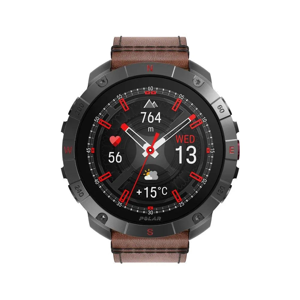 B-Ware Polar Smartwatch Grit X2 Pro Titan Lederarmband Silikonarmband Saphir Gr S M L - 725882065151