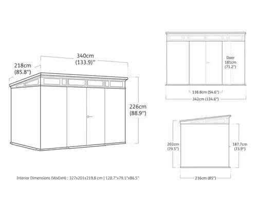 B-Ware Keter Gartenhaus Gerätehaus Hütte Signature Ashwood Pent Fußboden 342 X 218 Cm - 7290112639011