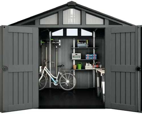 B-Ware Keter Gartenhaus Gerätehaus Geräteschuppen Stronghold Anthrazit Fußboden 300x243