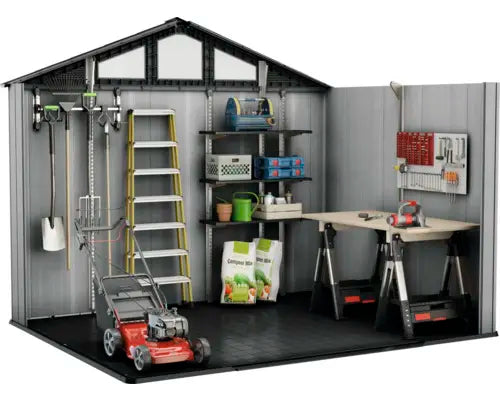 B-Ware Keter Gartenhaus Gerätehaus Geräteschuppen Stronghold Anthrazit Fußboden 300x243